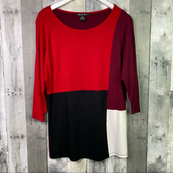 MICHAEL TYLER Colorblock Tunic Top Size Small - Picture 2 of 7